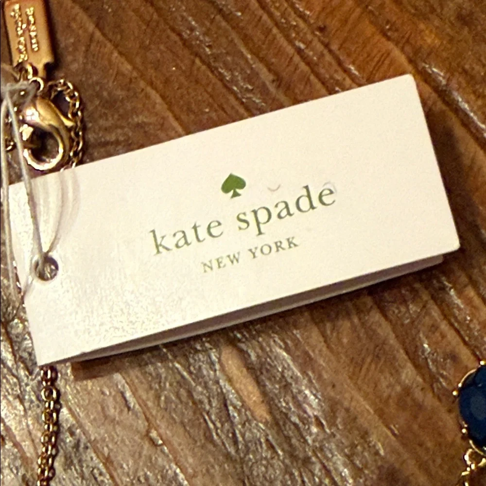 Kate Spade NWT 32” Gold Necklace with Blue and Green Accents - Picture 2 of 8